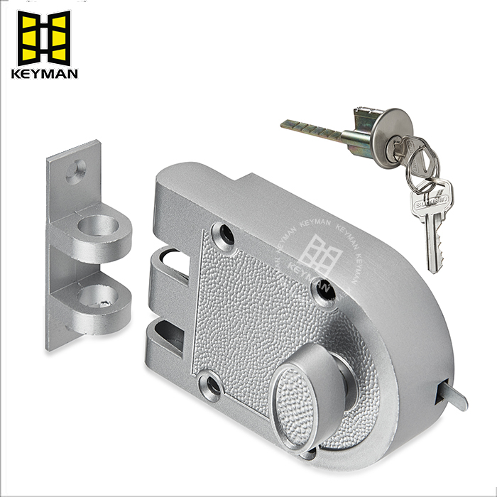Heavy Duty Night Latch Rim Lock for Entry Antique Door Durable Zinc Alloy Key Unlock Way Anti-Theft Feature J2663