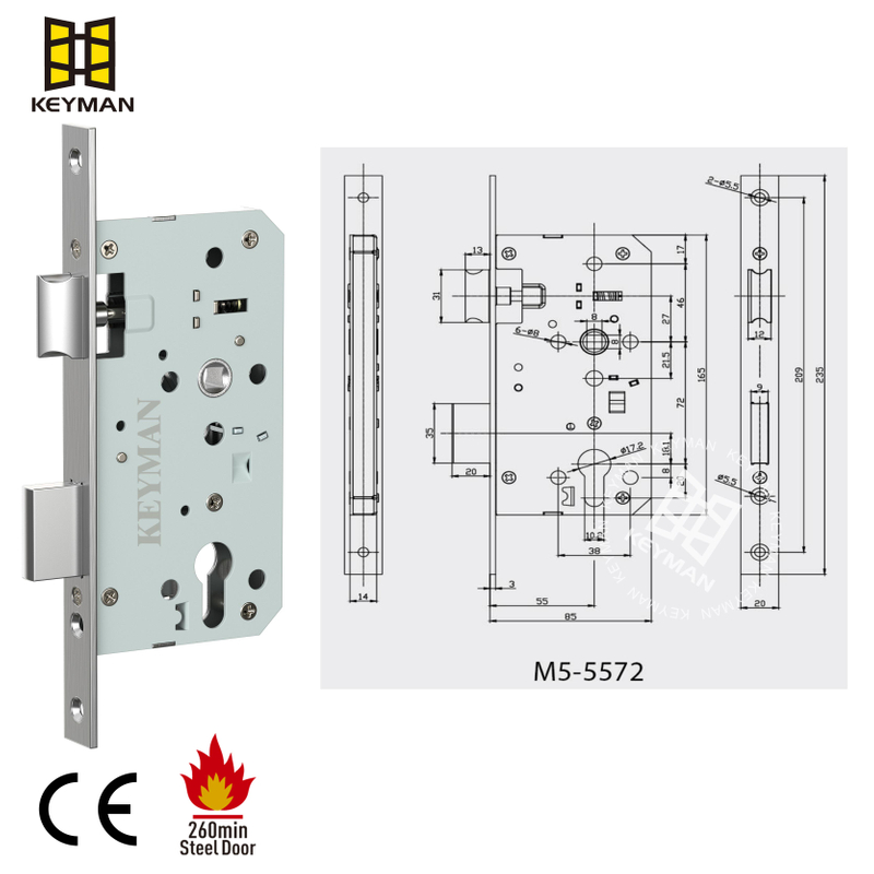 European Ce En 12209 Safety Fire Proof Modern Interior Door Handle Deadbolt Mortice Lock Body