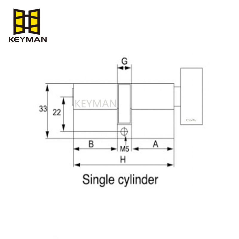 Solid Brass Euro Single Mortise Cylinder with Thumbturn