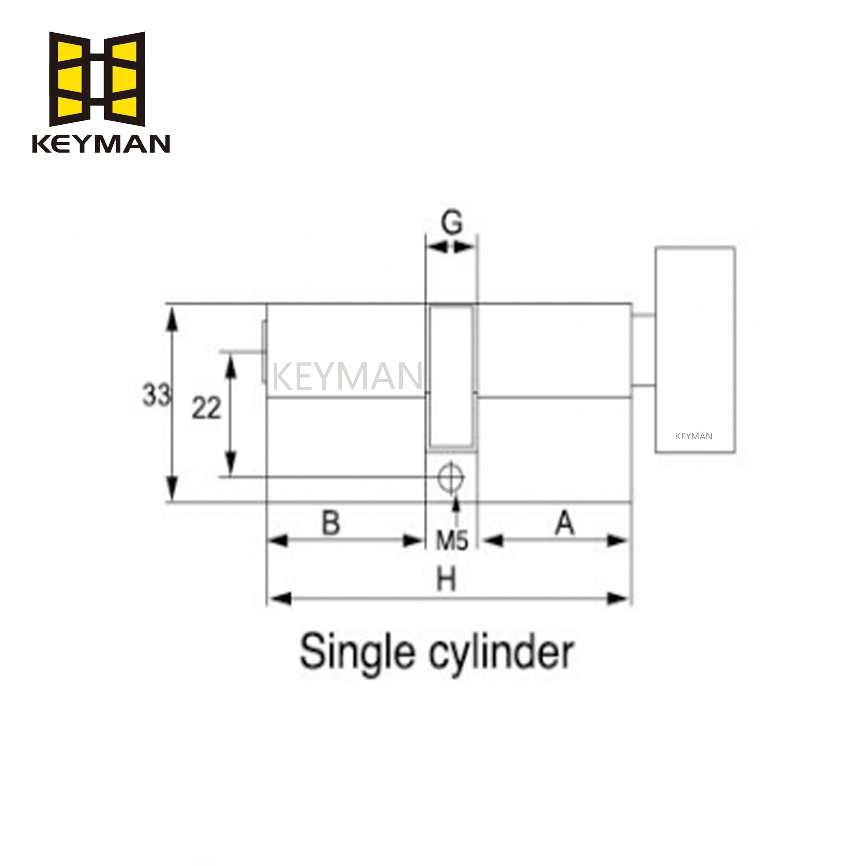 Solid Brass Euro Single Mortise Cylinder with Thumbturn