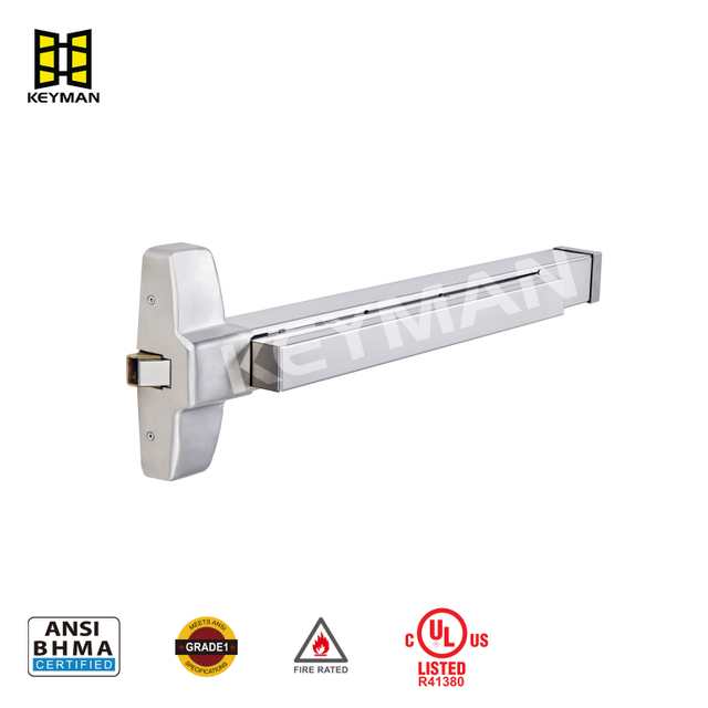X901-R Fire Rated Door Single Point Side Latch Stainless Steel Rim Surface Mount Panic Bar Exit Device
