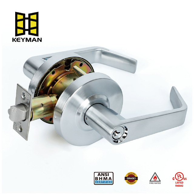 KEYMAN Storeroom Door Handle Heavy Duty Grade 2 Commercial Door Locks, Non-Handing, UL 3 Hour Fire Rated Storeroom Lock