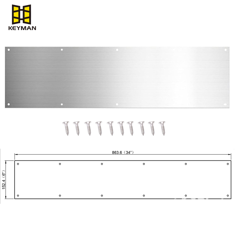 34x6 Inch Stainless Steel Door Kick Plate Hardware for Wooden & Metal Passage Office Doors
