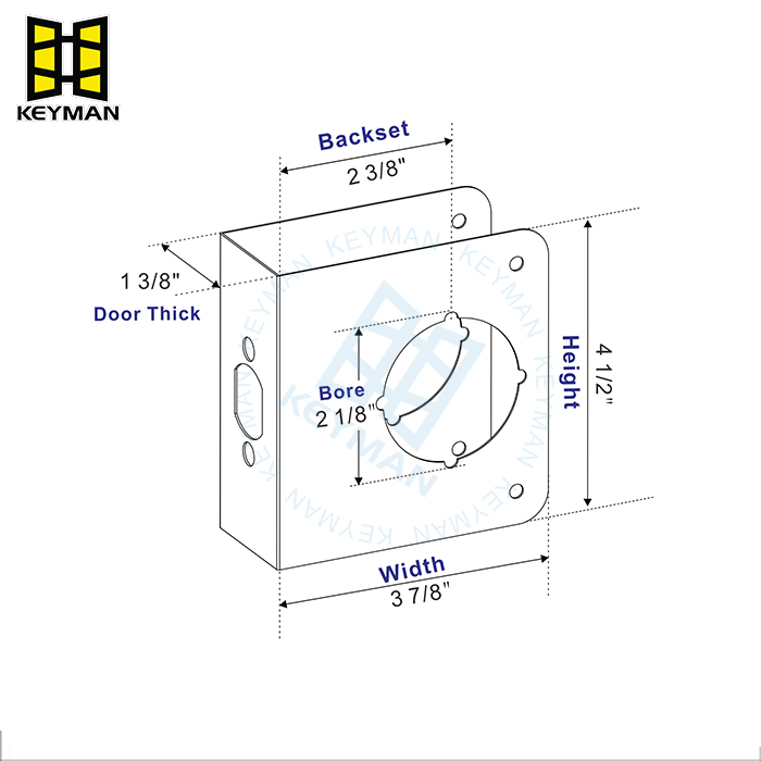  1-3/8 Inch Thick Suitable 2-1/8-Inch Bore Door Guard with Stainless Steel Color
