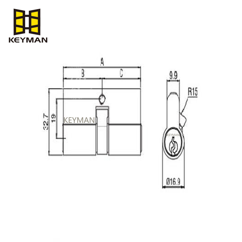 Euro High Security Double Door Lock Cylinder with Brass Keys