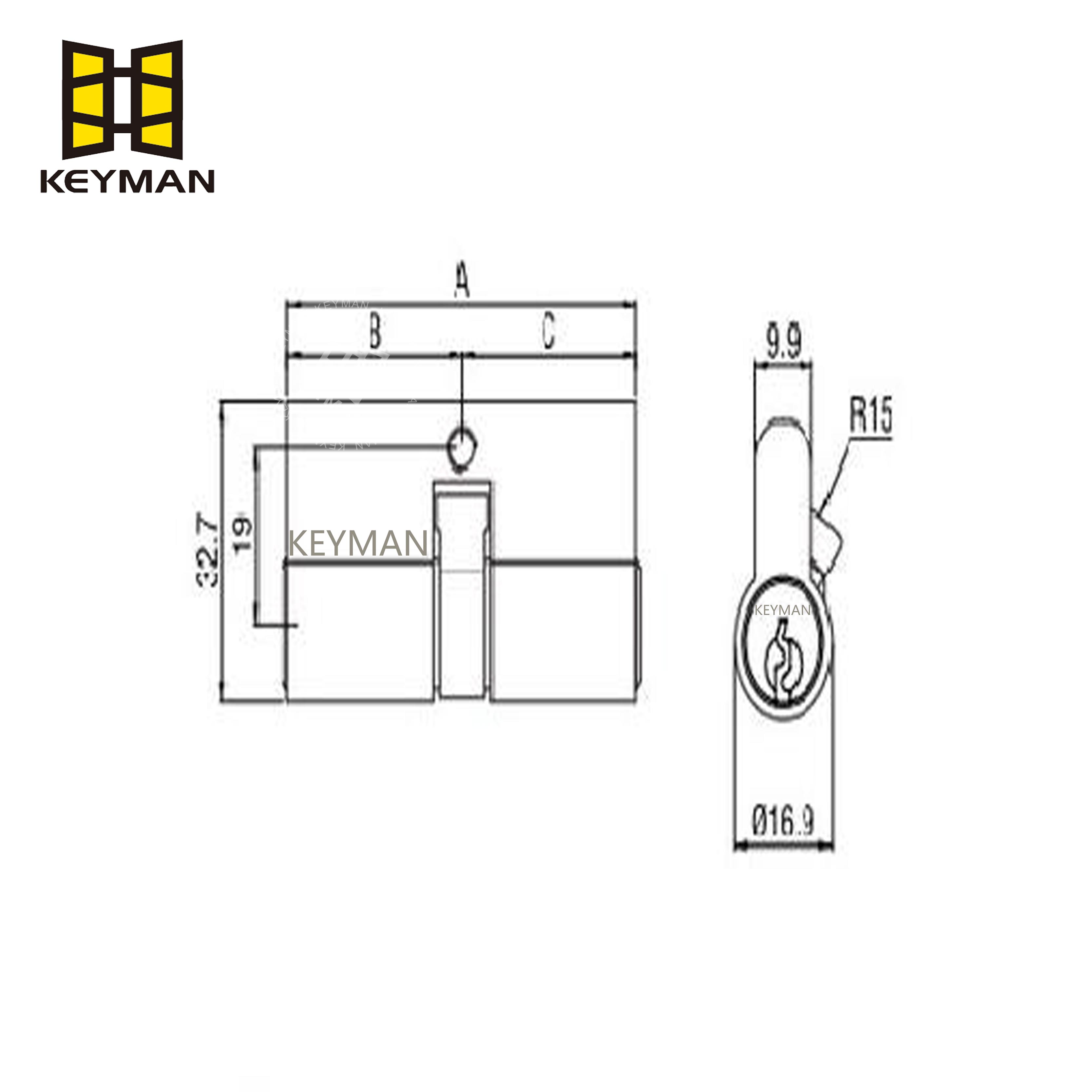 Euro High Security Double Door Lock Cylinder with Brass Keys