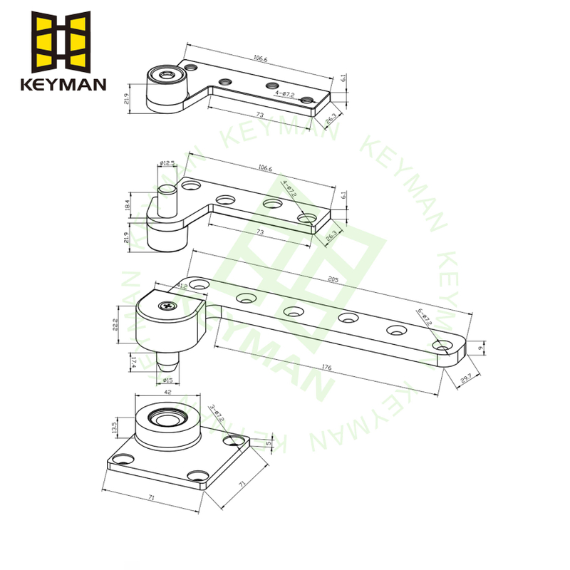 Stainless Steel 304 Commercial Door Offset Top and Bottom Pivot Hinge Set