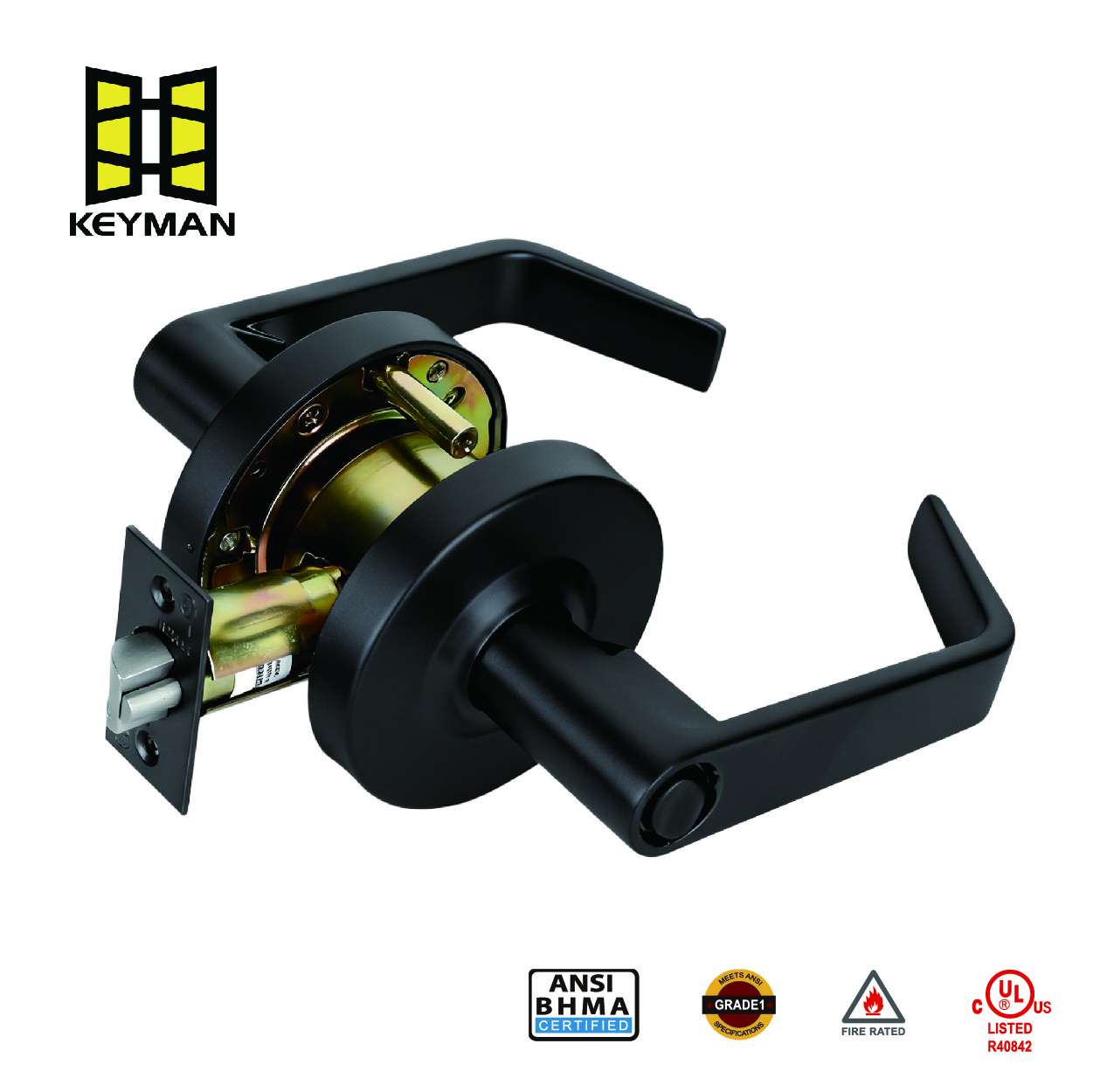 KEYMAN Commercial Door Lock Durable High Traffic Use Ideal for Commercial Bathroom Doors, Occupied Indicator, Privacy Lock,Back Finish