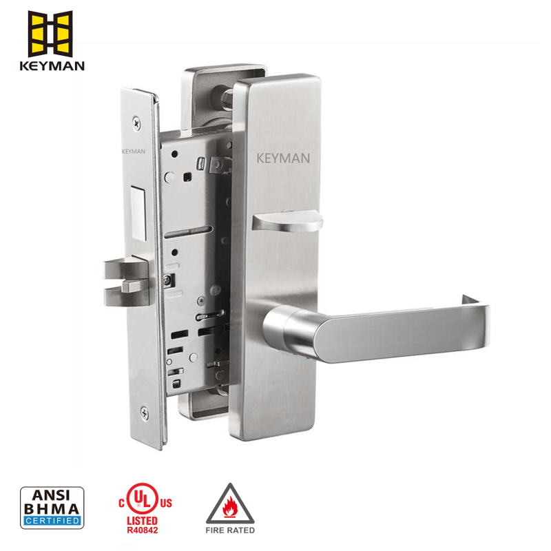 Fireproof Heavy Duty Mortise Door Lockset BHMA certified Dormitory Mortise Lock