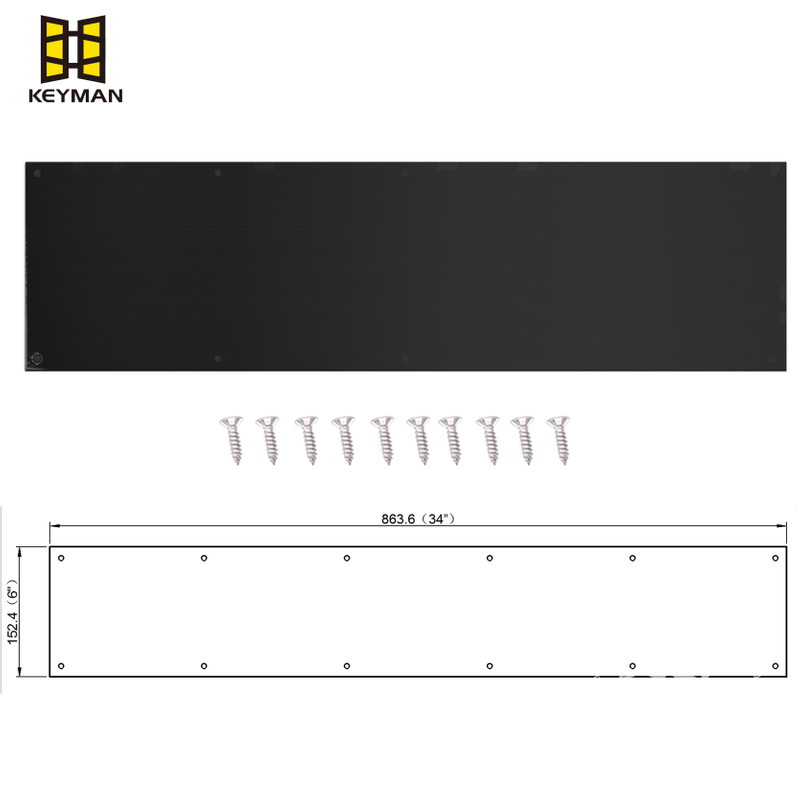 Outdoor Commercial Stainless Steel Black Enamel Metal Kick Plate for Door
