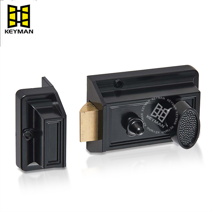 Jimmy Proof Night Latch for Front Door Silvery Gold Black Color with Latch Bolt R3564