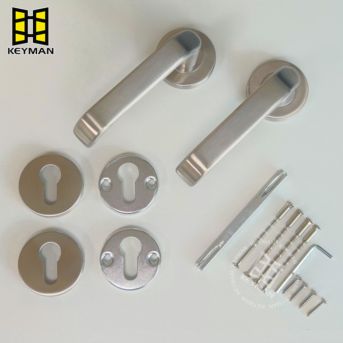 Round Rose Lever Indoor Passage Entry Mortise Lock Door Handle Set