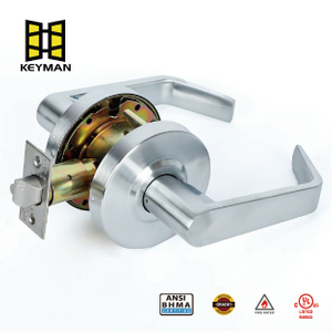 KEYMAN Commercial Door Locks Heavy Duty Grade 2 Lever, Non-Handed, UL 3 Hour Fire Rated,Satin Chrome Finish , 2-3/4''Backset,Passage Lock