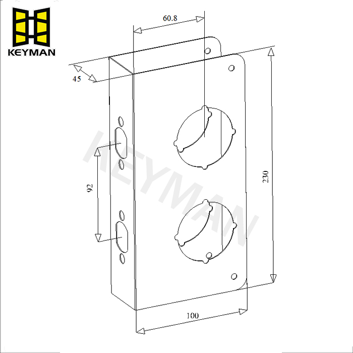 Stainless Steel Dual Bore Hole Wrap Around Plate Door Guards for Home Entry Door