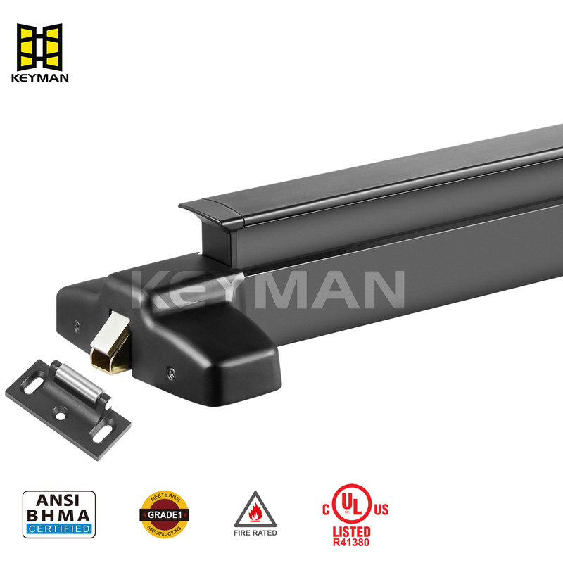 X801-R Premium Black Finish RIM Push Bar Lock - Commercial Grade Push Bar Lock