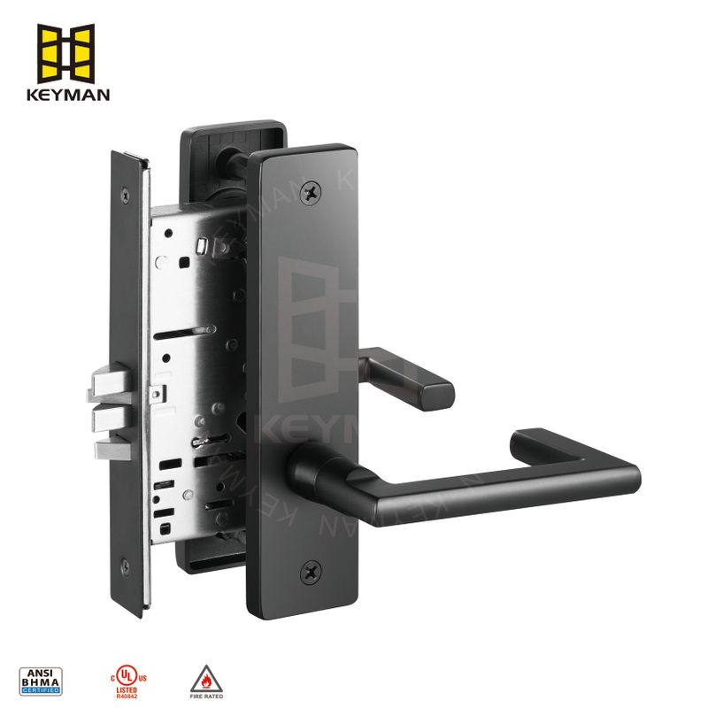 Matt Black UL ANSI Grade I Fireproof SFIC Cylinder Entry Door Mortise Lock M705