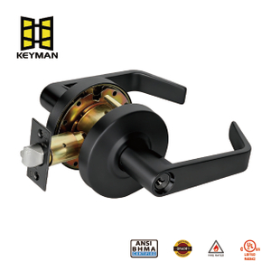 KEYMAN Commercial Heavy-Duty Locking Cylindrical Lever Lock, Grade 2 Industrial Door Handle,Back Finish Entrance Lock