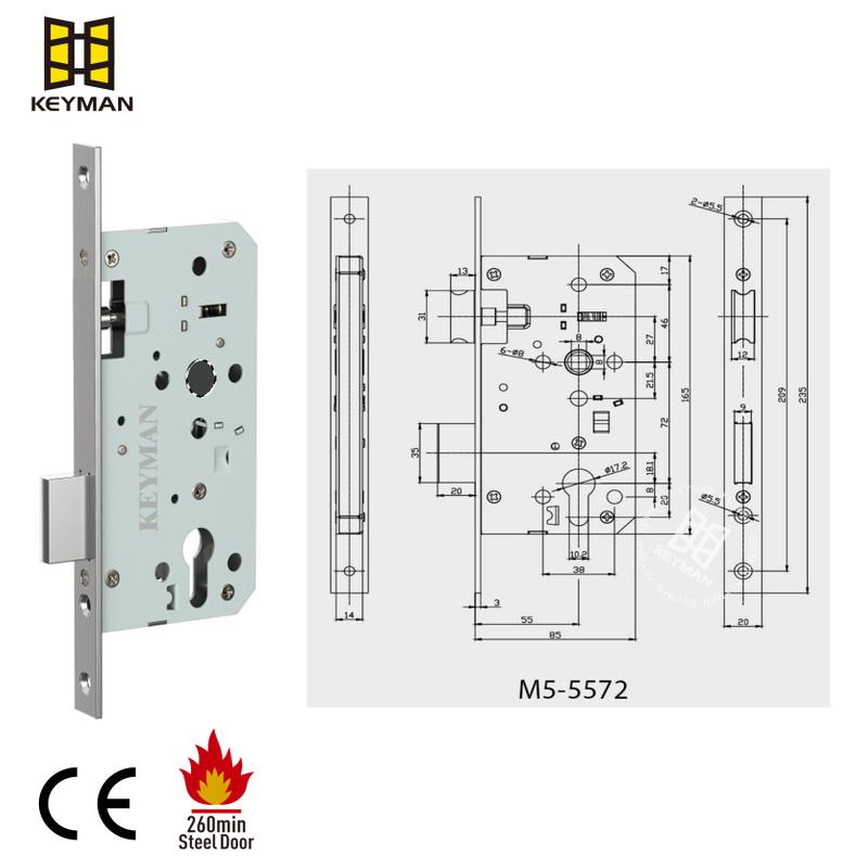 CE EN12209 SUS304 5572 Fire Rated Outdoor Mortise Deadbolt Lock