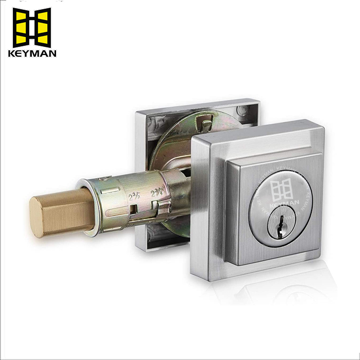 Contemporary Single Cylinder Square Deadbolt Door Lock