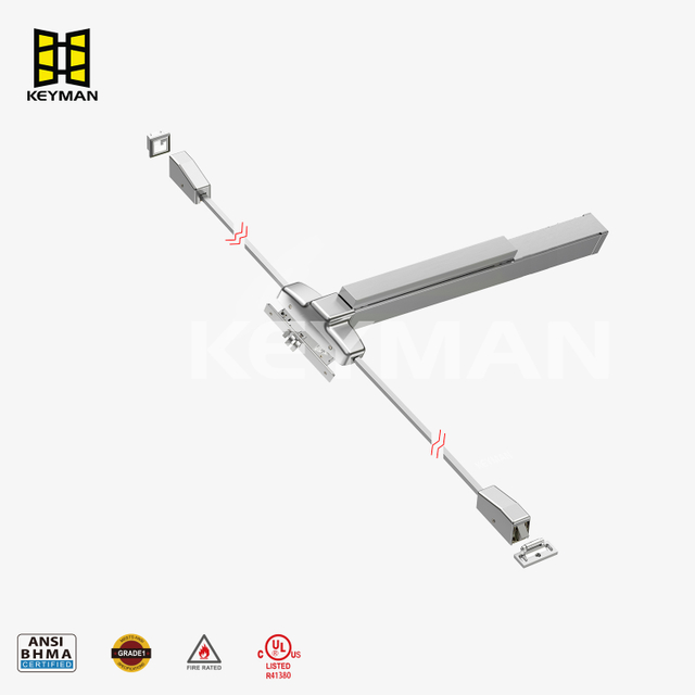 Keyman UL Stainless Steel Mortise Vertical Rod Panic Hardware | 3-Point Locking Exit Device X901-B 