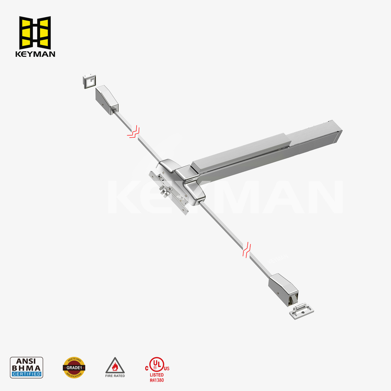 Keyman UL Stainless Steel Mortise Vertical Rod Panic Hardware | 3-Point Locking Exit Device X901-B 