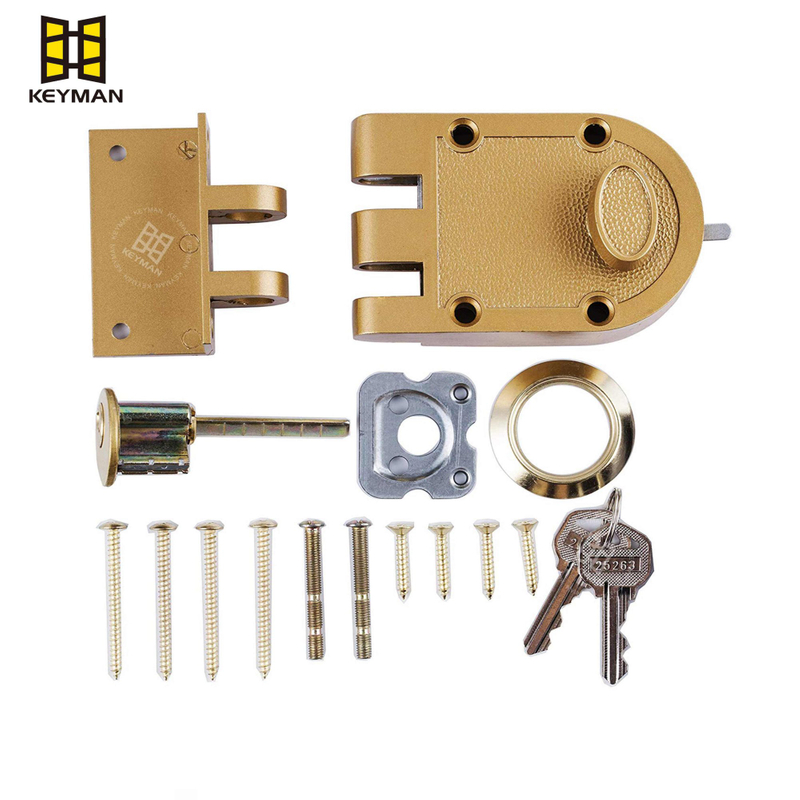 High Quality Single Cylinder Rim Lock Jimmy-Proof Deadlock Zinc Alloy Durable Anti-Theft with Keys J2661