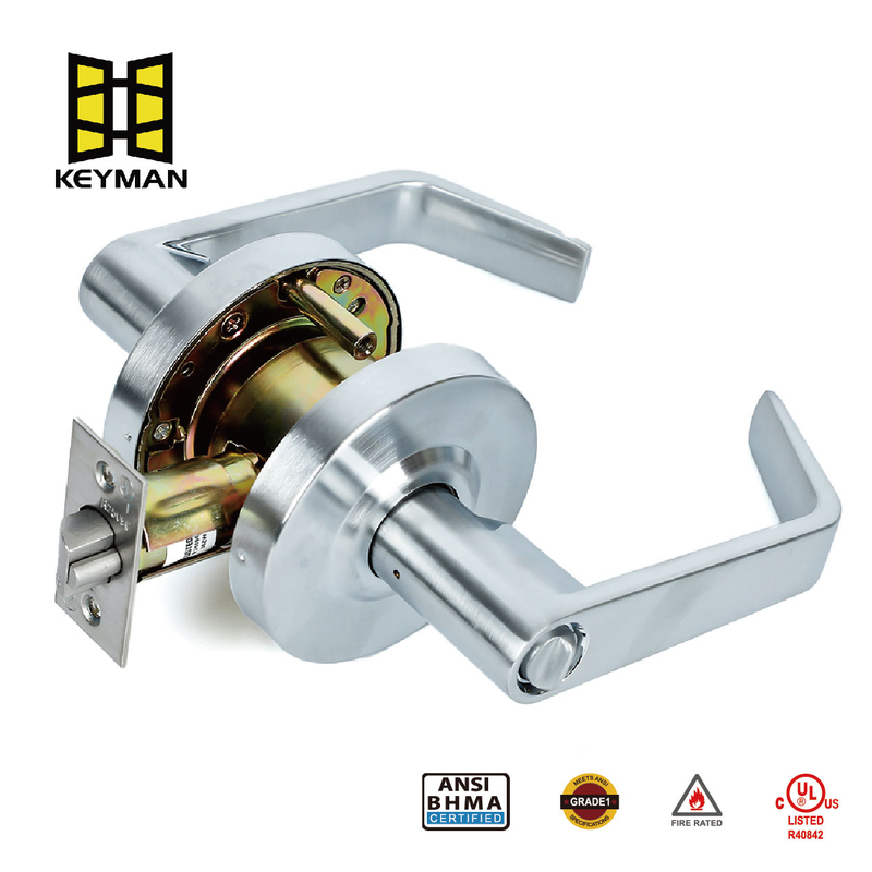 KEYMAN Commercial Heavy-Duty Door Lever Lock - Heavy-Duty Locking Cylindrical Lever Lock, Grade 2 Industrial Door Handle, Entrance Lock