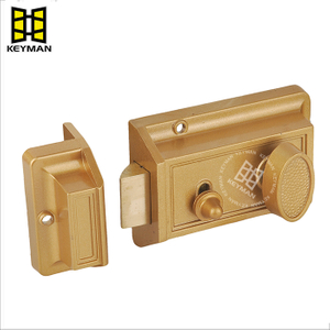 Jimmy Proof Night Latch for Front Door Silvery Gold Black Color with Latch Bolt R3564