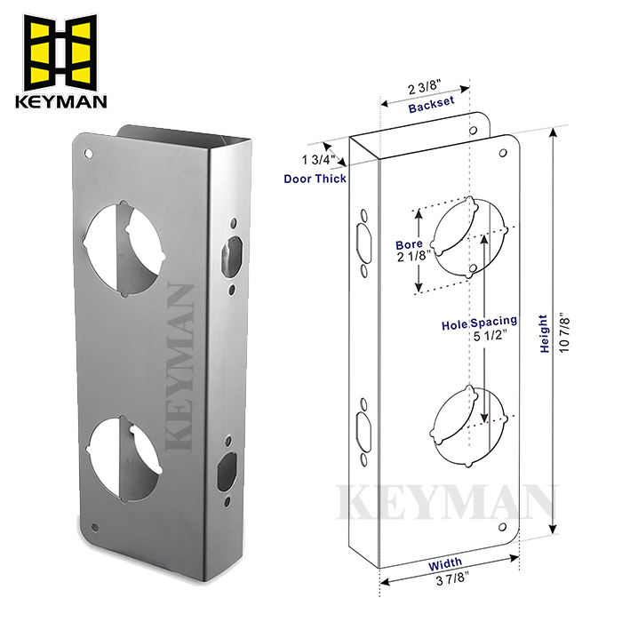 Stainless Steel Door Reinforcer Security Defender Door Strengthening Locks for for 1-3/4 Inch Thick Doors