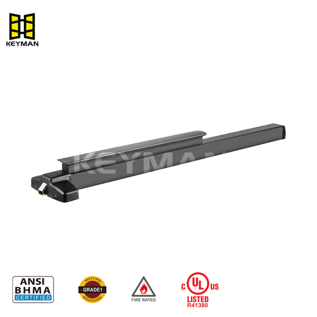 X801-R Premium Black Finish RIM Push Bar Lock - Commercial Grade Push Bar Lock