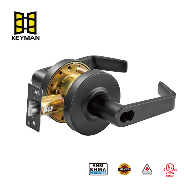 KEYMAN Heavy-Duty Grade 2 Commercial SFIC Cylinder Entry Door Lock,Black Finish