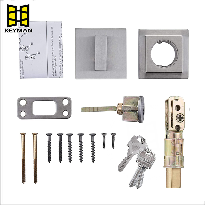 Contemporary Single Cylinder Square Deadbolt Door Lock