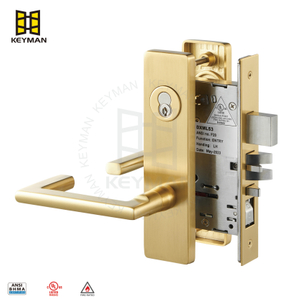 Mordern Design Satin Brass UL Mortise Lock with SFIC Core M720
