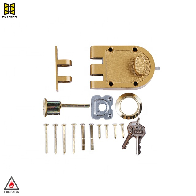 Heavy Duty Night Latch Rim Lock for Entry Antique Door Durable Zinc Alloy Key Unlock Way Anti-Theft Feature J2663