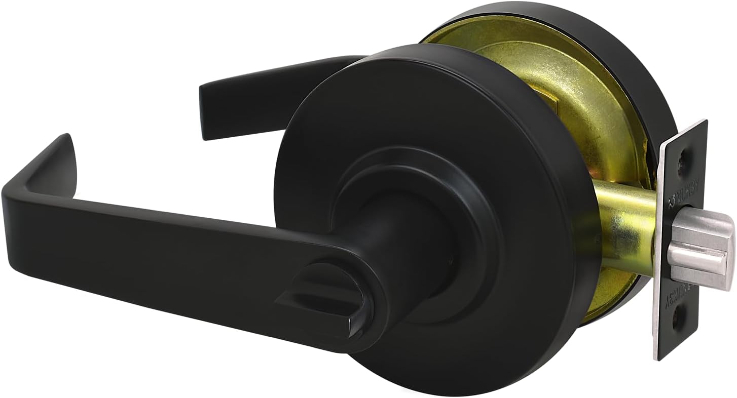 KEYMAN Commercial Grade Bathroom Indicator Door Lever Lock Finish Black