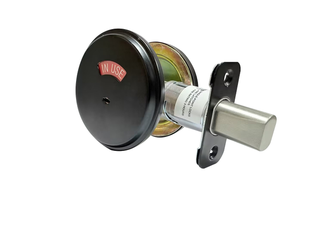 KEYMAN Commercial Deadbolt Privacy Indicator 304 Stainless Steel Lock for Bathroom Fits 1-3/8" To 1-3/4" Thick Doors Finish Black