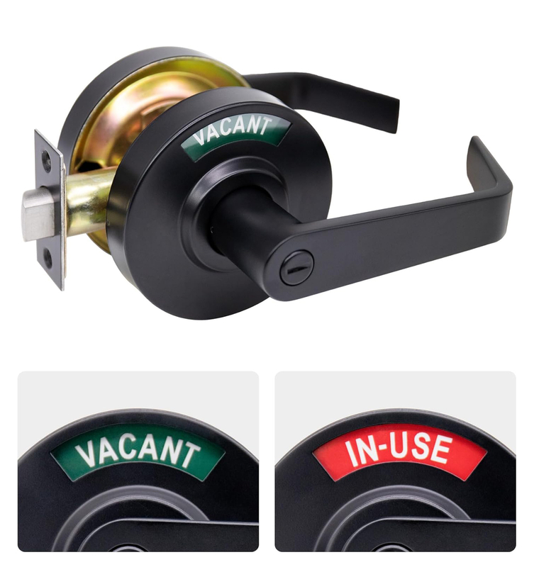 KEYMAN Commercial Grade Bathroom Indicator Door Lever Lock Finish Black