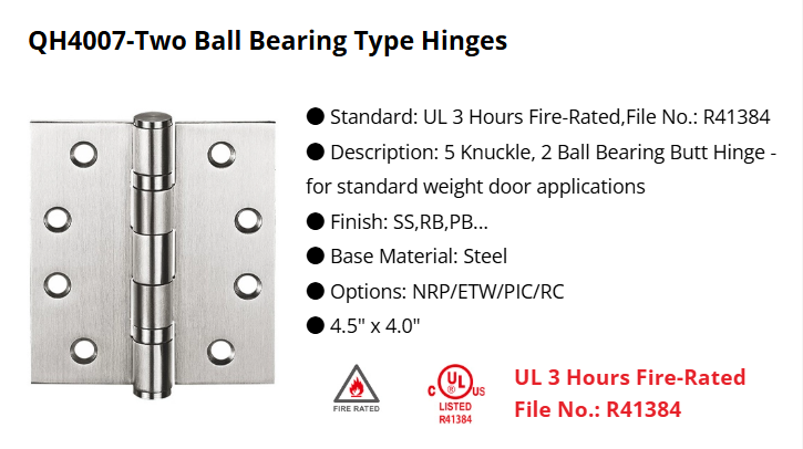UL 3-Hour Fire Rated Hinges for Commercial Buildings — What You Actually Need to Know