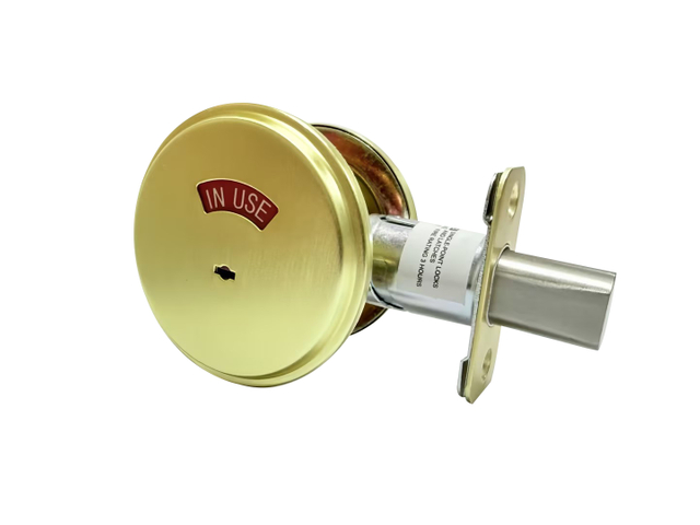 KEYMAN Commercial Deadbolt Privacy Indicator 304 Stainless Steel Lock for Bathroom Fits 1-3/8" To 1-3/4" Thick Doors Finish Satin Brass