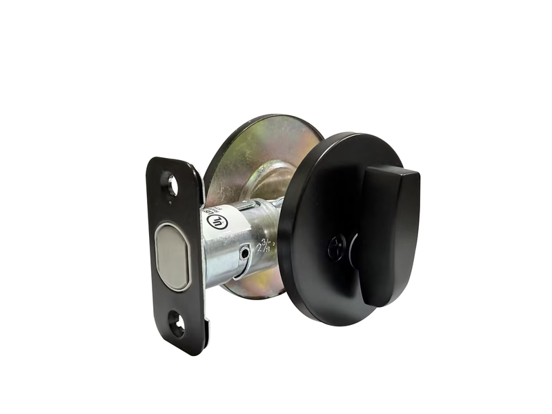 KEYMAN Commercial Deadbolt Privacy Indicator 304 Stainless Steel Lock for Bathroom Fits 1-3/8" To 1-3/4" Thick Doors Finish Black