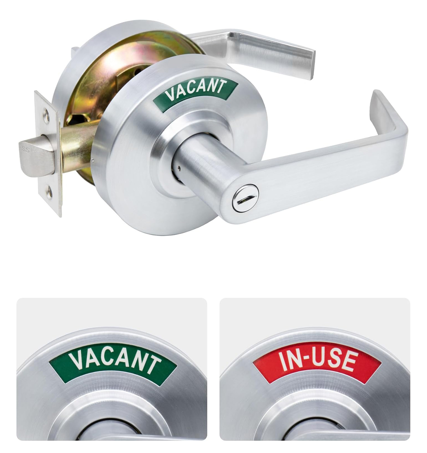 KEYMAN Commercial Grade Bathroom Indicator Door Lever Lock Finish Satin Stainless Steel