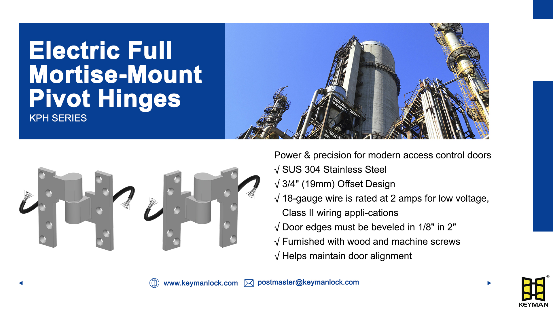 Electric Full Mortise-Mount Pivot Hinges Upgrade Security